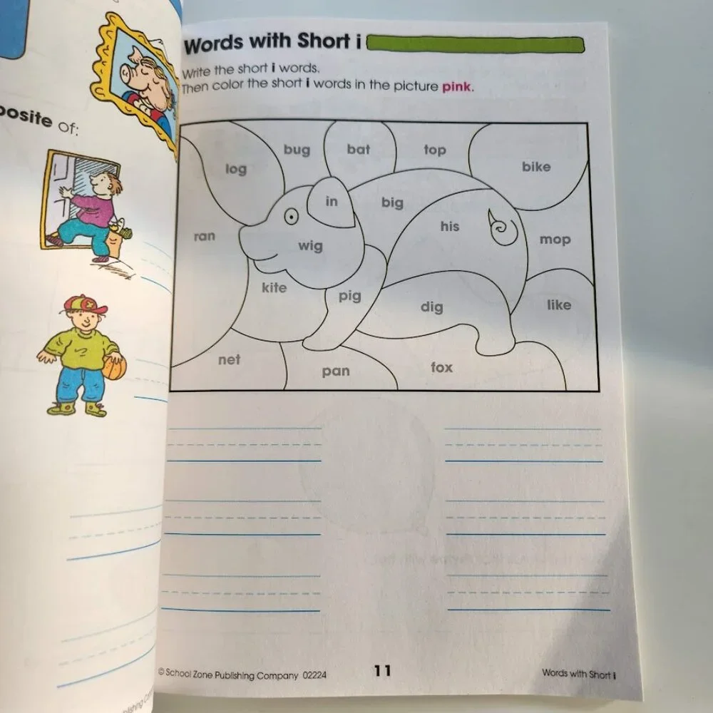 NEW School Zone Spelling Puzzles 1-2 Activity Workbook Book 64 Pages 1st Grade 2